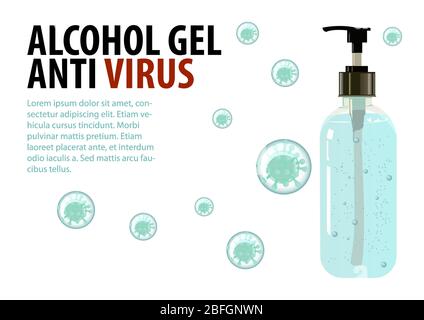 Gel d'alcool avec un design réaliste dans un style plat pour protéger la maladie Illustration de Vecteur