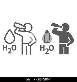 Restez hydraté ligne et icône glyphe, sain et h2o, boire signe d'eau, graphiques vectoriels, une icône linéaire sur un fond blanc, eps 10. Illustration de Vecteur