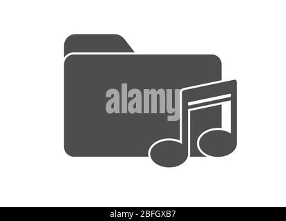 Icône vecteur du dossier de note. Le symbole de la musique. Illustration du stock isolée sur un fond blanc. Conception simple Illustration de Vecteur