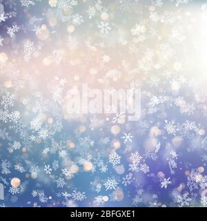 Fond de Noël avec flocons de neige blancs floutés. SPE 10 Illustration de Vecteur