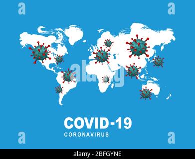 Covid-19 est répandu dans le monde entier et représente une carte mondiale qui fluctue en raison du risque de coronavirus. Illustration de Vecteur