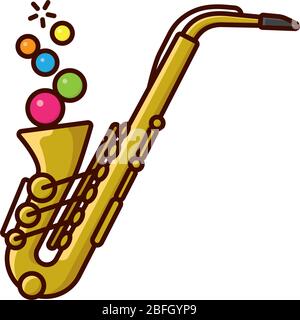 Saxophone souffle des bulles colorées illustration vectorielle isolée pour la Journée internationale de Jazz le 30 avril. Symbole de musique contemporaine. Illustration de Vecteur