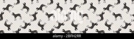 Le joli chien saluki à la main reproduit un motif de bordure sans couture. Race pure pedigree national chien fond. Chien amant borzoi animal washi ruban. Panier de chenil Illustration de Vecteur