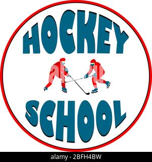 Hockey sur glace. Emblème pour les sports scolaires. Illustration vectorielle. Illustration de Vecteur