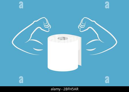 Rouleau solide de papier toilette avec illustration vectorielle des bras musculaires EPS10 Illustration de Vecteur