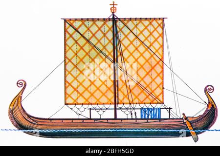 Gokstad Ship, Drakar, Viking voilier, IXe siècle Banque D'Images