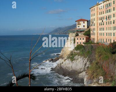 Point de vue élevé à Camogli, vue sur le paysage, vue sur la mer depuis le point le plus haut Banque D'Images