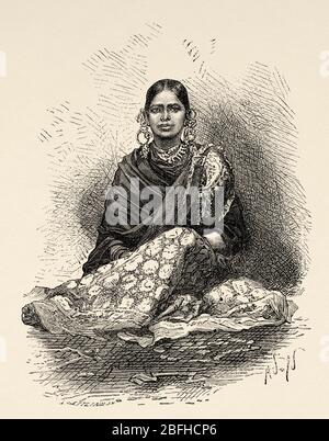 Portrait de la jeune fille de danse hindoue de Devadasi. Nautch ou danseuse de danse, danseuse de temple Bayadere. Outre le divertissement de leur danse avait des fonctions religieuses a Banque D'Images