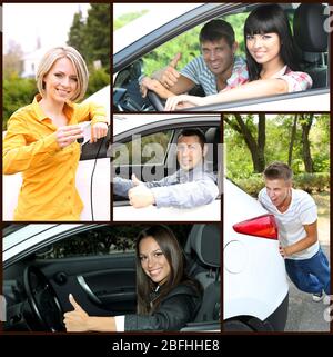 Collage de conduite en voiture Banque D'Images