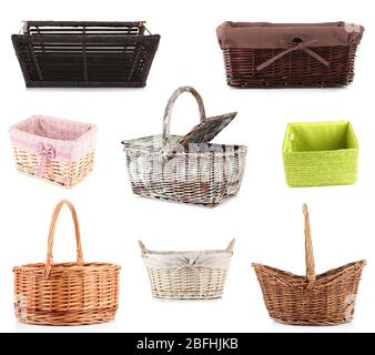Collage de différents paniers en osier Banque D'Images