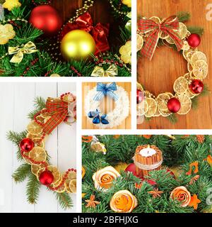 Collage des wreathes de Noël Banque D'Images