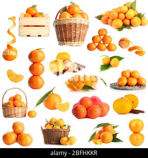 Collage de fruits isolés sur blanc Banque D'Images