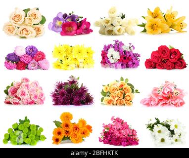 Bouquets de fleurs isolés sur blanc Banque D'Images