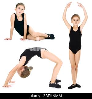 Petite fille ballerina, isolée sur blanc Banque D'Images