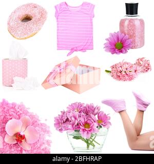 Collage de photos dans des couleurs rose clair Banque D'Images