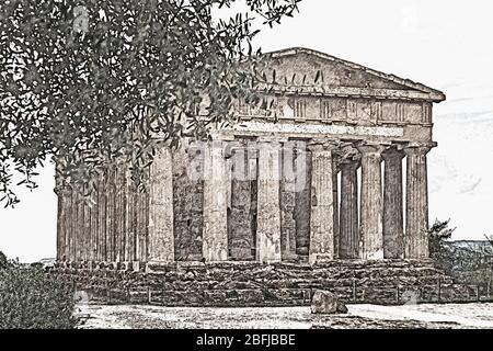 Le Temple de Concordia, a été construit environ 440 à 430 av. J.-C. Le temple appartient aux sites archéologiques d'Agrigente, Sicile, Italie, Europe Banque D'Images