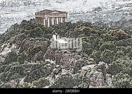 Le Temple de Concordia a été construit environ 440 à 430 av. J.-C. Le temple appartient aux sites archéologiques d'Agrigente, Sicile, Italie, Europe Banque D'Images