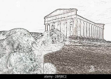 Le Temple de Concordia, a été construit environ 440 à 430 av. J.-C. Le temple appartient aux sites archéologiques d'Agrigente, Sicile, Italie, Europe Banque D'Images