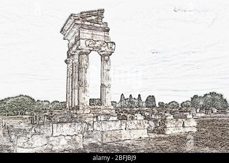 Le Temple de Castor et Pollux, a été construit au 5ème siècle avant J.-C.. Le temple appartient aux sites archéologiques d'Agrigente, Sicile, Italie, Europe Banque D'Images