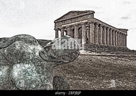 Le Temple de Concordia, a été construit environ 440 à 430 av. J.-C. Le temple appartient aux sites archéologiques d'Agrigente, Sicile, Italie, Europe Banque D'Images