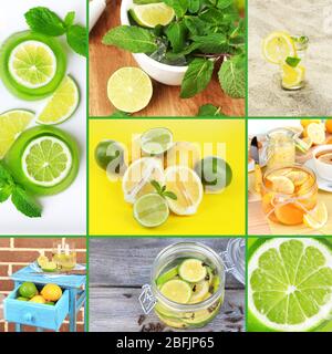 Collage de limes et citrons frais Banque D'Images