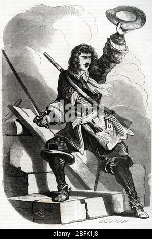 'Portrait du colonel jean Cavalier (1681-1740) chef et prophéte camisard' (Jean cavalier célèbre chef des Camisards, huguenots du robuste et est Banque D'Images
