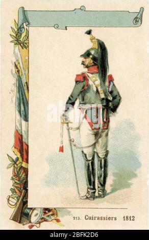 Armee francaise : cuirassier 1812 (armée française : cuirassier 1812) Chromolithographie de la fin du 19eme siecle Collection privee Banque D'Images