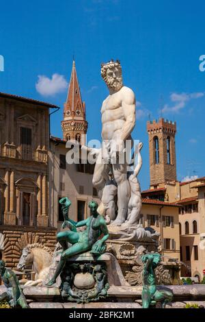 Fontaine de Neptune, Piazza della Signoria, Florence, Italie Banque D'Images