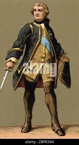 Portrait de Maurice comte de Saxe, marechal de France (1696-1750) - chromolithographie du 19eme siecle Collection privee Banque D'Images