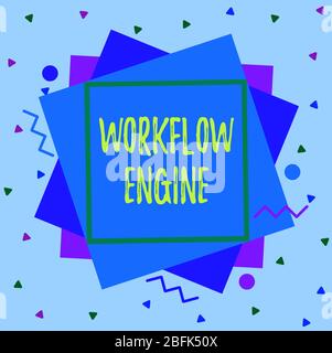 Signe texte indiquant le moteur de workflow. Photo d'entreprise présentant une application logicielle qui permet d'analyser les processus d'affaires sous forme asymétrique et inégale Banque D'Images