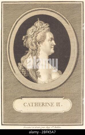 Augustin de Saint-Aubin, français (1736-1807), Catherine II, 1802, gravure sur la gravure sur bois sur papier Banque D'Images