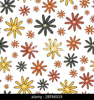 Fleurs en pointillés colorées sur un fond blanc et transparent vecteur répétition modèle Illustration de Vecteur