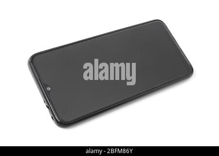 Gros plan du smartphone isolé sur un fond blanc Banque D'Images