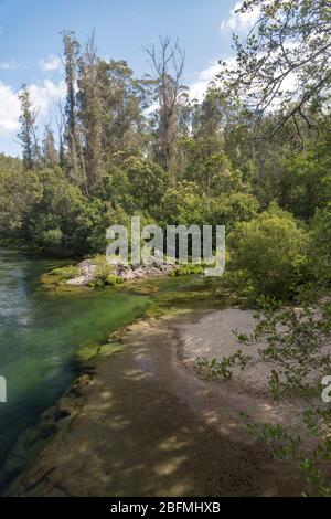 Cours de la rivière Oitaven en Galice, Espagne. Banque D'Images