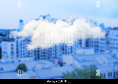 Icône nuage sur fond flou de paysage urbain. Concept de technologie moderne Banque D'Images