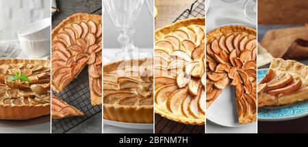 Collage avec tarte aux poires douces Banque D'Images