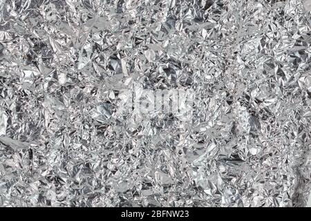 fond plat et texture de la feuille d'aluminium froissé Banque D'Images