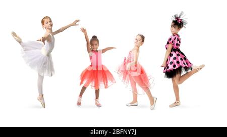 Concept de danse. Petites filles sur fond blanc Banque D'Images