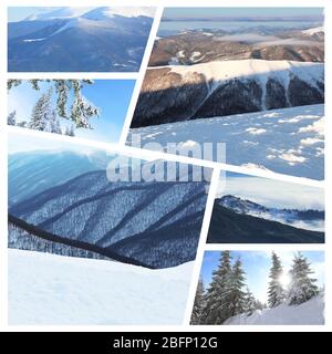 Cadre avec de beaux paysages d'hiver Banque D'Images