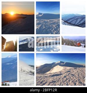 Cadre avec de beaux paysages d'hiver Banque D'Images