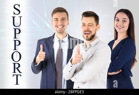 Concept de support. Personnel professionnel sur fond clair Banque D'Images