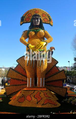 Bioves jardins à Menton pendant le festival du citron en février 2020. Banque D'Images