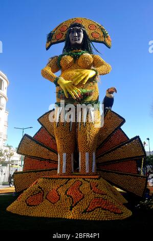 Bioves jardins à Menton pendant le festival du citron en février 2020. Banque D'Images