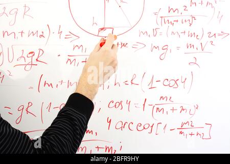 écriture sur les formules du tableau blanc, clôture Banque D'Images