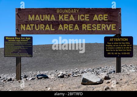 Shield, réserve naturelle de Mauna Kea Ice Age, Big Island, Hawaï, États-Unis Banque D'Images