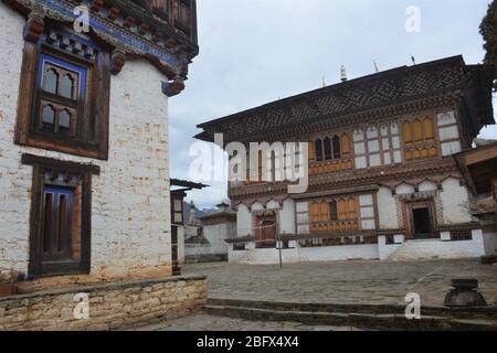 Le palais et musée Ogyen Choling, vallée de Tang, Bhoutan, est une ancienne résidence royale contenant des objets culturels fascinants. Banque D'Images