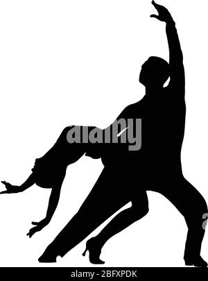 salle de bal dansant noir silhouette de deux danseurs Illustration de Vecteur