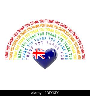 Merci Rainbow avec le coeur drapeau australie. Rendu 3D Banque D'Images