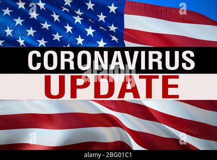 MERS-Cov MISE À JOUR du virus abstrait sur le drapeau des États-Unis. Coronavirus du syndrome respiratoire du Moyen-Orient. Rendu de Novel coronavirus 2019-nCoV avec MISE À JOUR du texte Banque D'Images