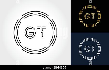 Modèle vectoriel de conception de logo créatif GT lettre initiale. Design du logo Digital Luxury lettre GT Illustration de Vecteur